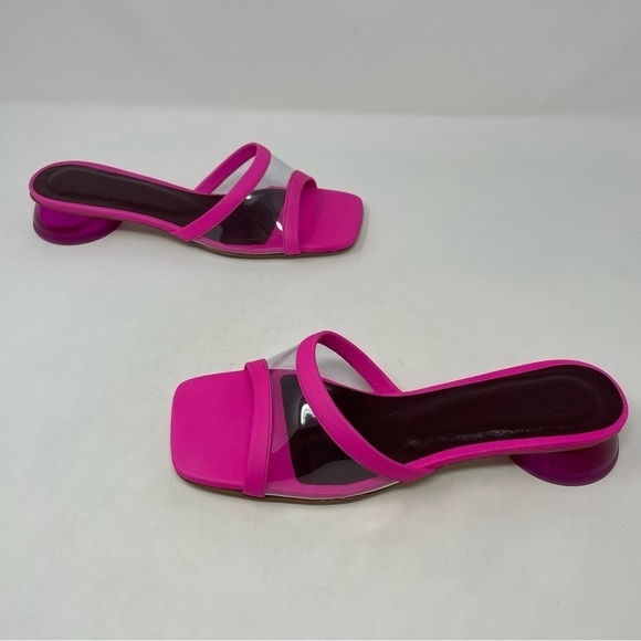 NIB Staud Simone Leather Clear Mules Shoes Bougainvillea - Picture 11 of 14